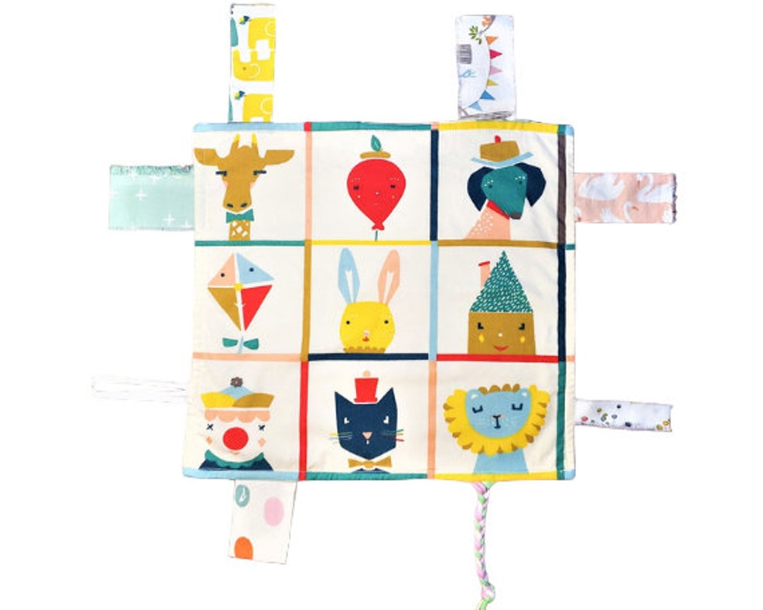 Baby Tag Blanket I Sensory Blanket for Babies I Baby Lovey Blanket I