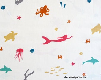 Organic Cotton Bassinet Sheet, Ocean, Mermaid, Sea, Underwater