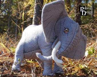 Timothy the African Elephant Doll 3D Cross Stitch Animal Sewing Pattern PDF