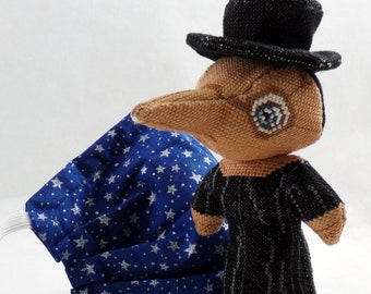 Plague Doctor Doll 3D Cross Stitch Sewing Pattern PDF