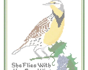 Oregon State Bird, Flower and Motto Cross Stitch Pattern PDF