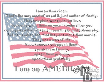 I am an American Cross Stitch Pattern PDF