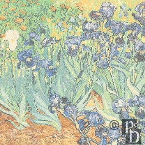 Vincent Van Gogh&#39;s Irises in a Field Cross Stitch Pattern PDF