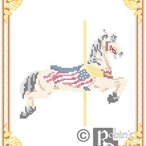 Carousel Horse Patriotic Cross Stitch Pattern Herschell-Spillman Golden Gate Park, San Francisco, CA PDF