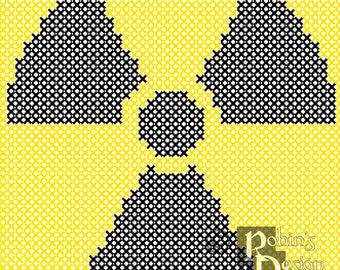 Radioactive Hazard Trefoil Cross Stitch Pattern for Shirt Patch PDF