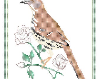 Georgia State Bird, Flower and Motto Cross Stitch Pattern PDF