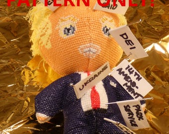 Donald Trump Voodoo Doll Pin Cushion 3D Cross Stitch Sewing Pattern PDF