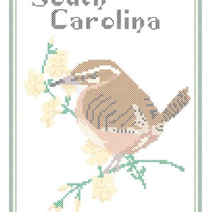 South Carolina State Bird, Flower and Motto Cross Stitch Pattern PDF image 2