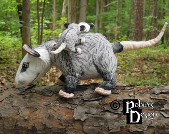 Virginia Opossum Family Dolls 3D Cross Stitch Animals Sewing Patterns PDF