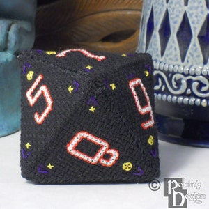 D8 Octahedron 3D Cross Stitch Sewing  Pattern PDF
