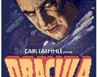 Dracula Movie Poster Cross Stitch Pattern PDF