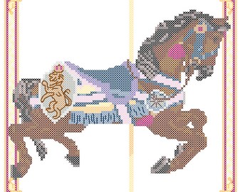 Carousel Horse Cross Stitch Pattern Philadelphia Toboggan Co., King's Dominion, VA  PDF
