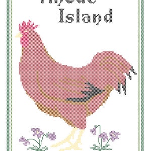 Schema punto croce con uccelli, fiori e slogan dello stato del Rhode Island PDF