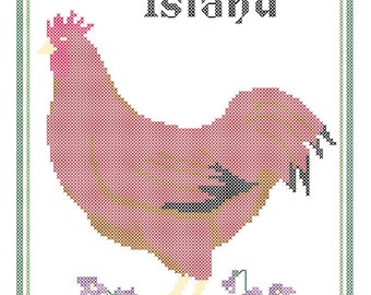 Rhode Island State Bird, Flower and Motto Cross Stitch Pattern PDF