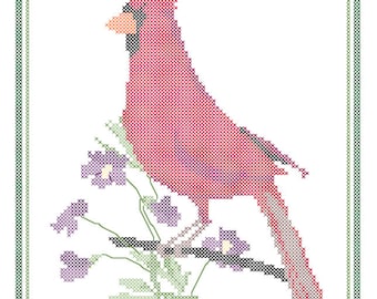 Illinois State Bird, Flower and Motto Cross Stitch Pattern PDF