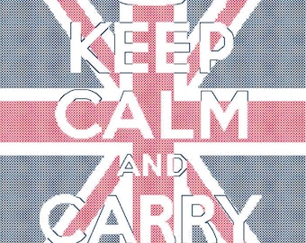 Keep Calm and Carry On Union Jack Background Cross Stitch Pattern PDF