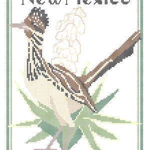 New Mexico State Bird, Flower and Motto Cross Stitch Pattern PDF