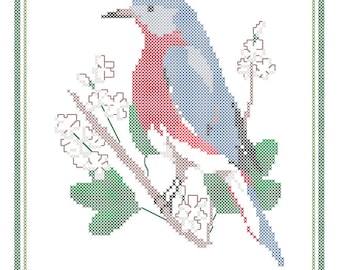 Missouri State Bird, Flower and Motto Cross Stitch Pattern PDF