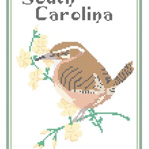 South Carolina State Bird, Flower and Motto Cross Stitch Pattern PDF image 3