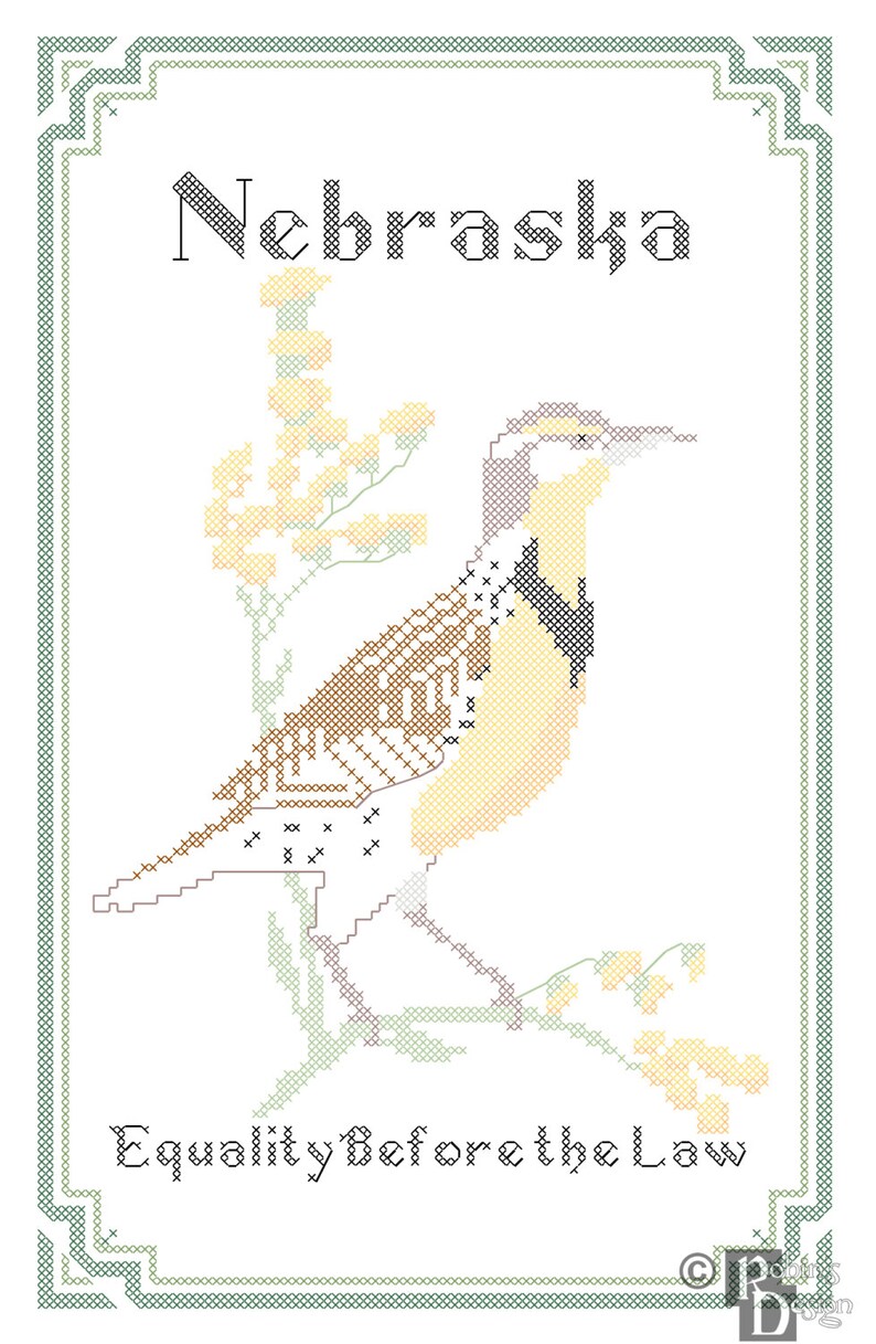 Nebraska State Bird Flower and Motto Cross Stitch Pattern PDF | Etsy