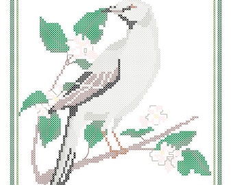 Arkansas State Bird, Flower and Motto Cross Stitch Pattern PDF