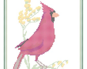 Kentucky State Bird, Flower and Motto Cross Stitch Pattern PDF