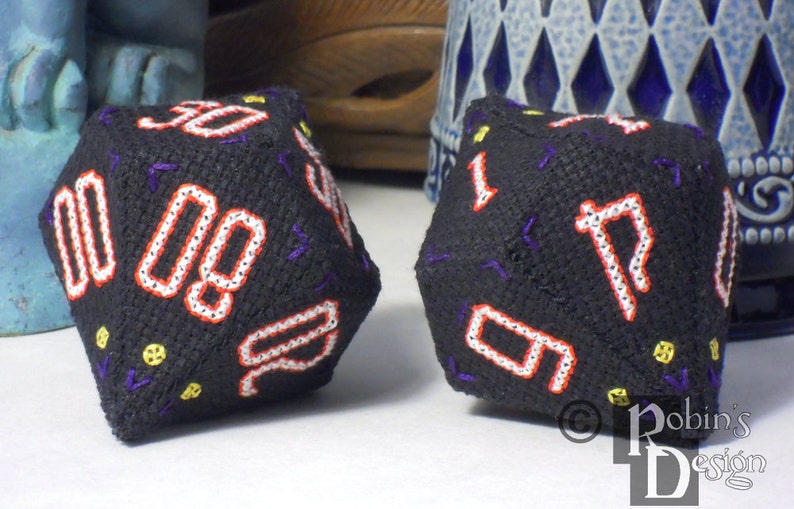 D10 Pentagonal Trapezohedron Set 3D Cross Stitch Sewing Pattern PDF image 1
