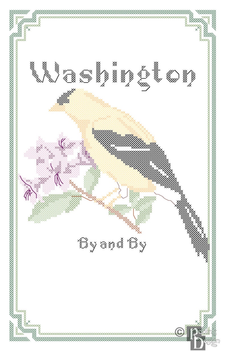Washington State Bird, Flower and Motto Cross Stitch Pattern PDF - Etsy