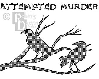 Attempted Murder of Crows Cross Stitch Pattern PDF