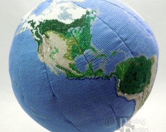 Earth Globe 3D Cross Stitch Sewing Pattern PDF