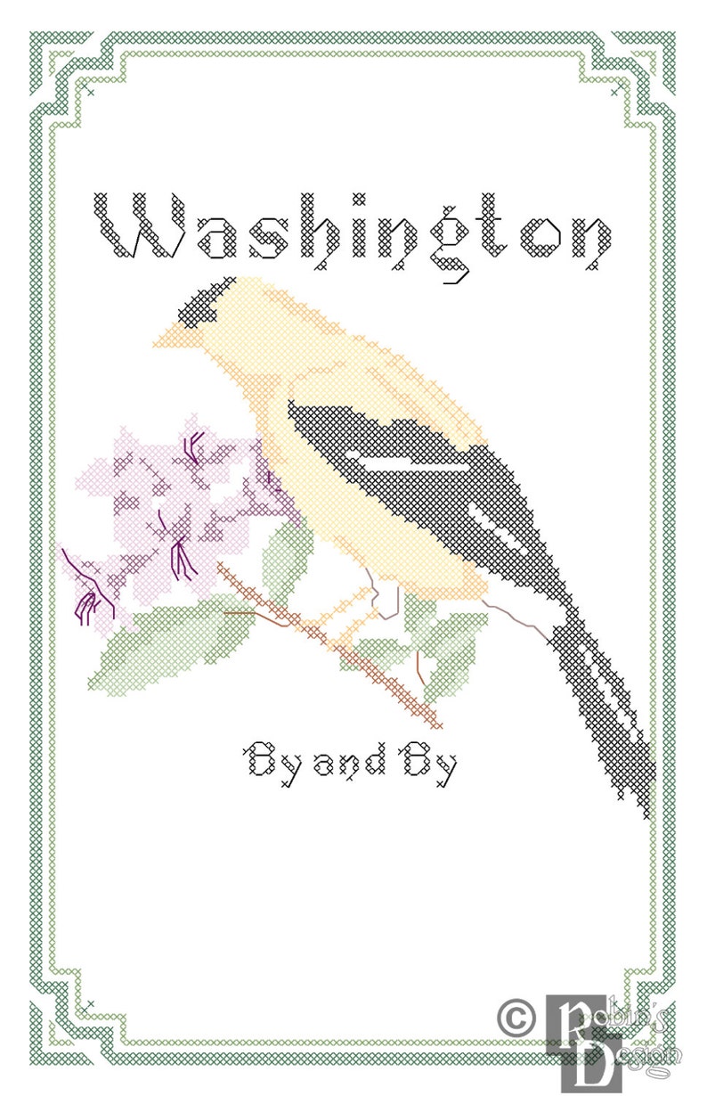 Washington State Bird, Flower and Motto Cross Stitch Pattern PDF - Etsy