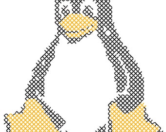 Tux Linux Mascot Shirt Patch Cross Stitch Pattern PDF