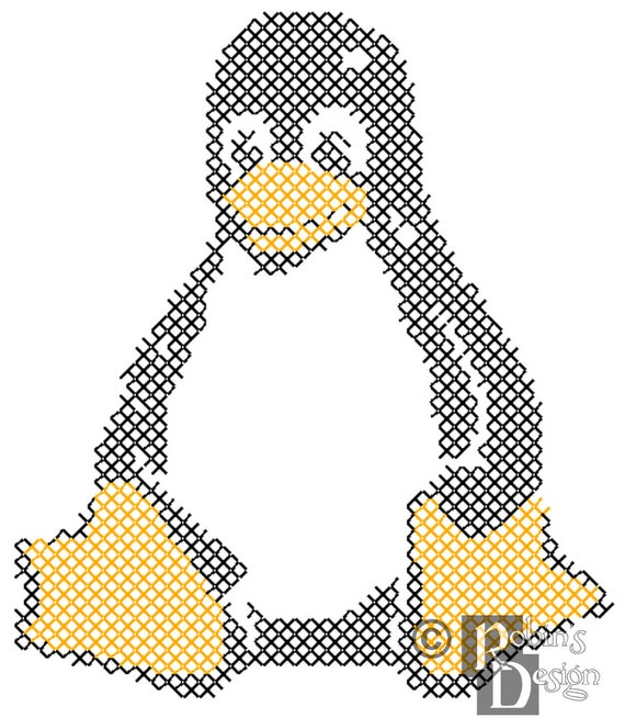 Tux Linux Mascot Shirt Patch Cross Stitch Pattern PDF Etsy