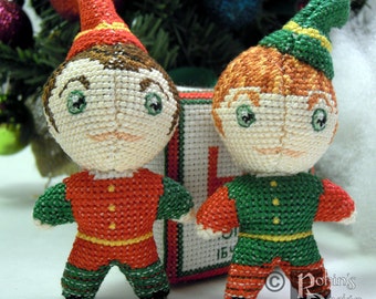 Santa's Elves Dolls 3D Two Cross Stitch Sewing Patterns PDF