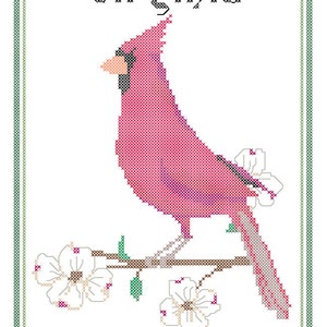 Virginia State Bird, Blume und Motto Kreuzstichanleitung PDF