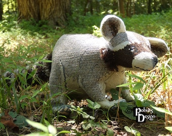 Norton the Raccoon Doll 3D Cross Stitch Animal Sewing Pattern PDF