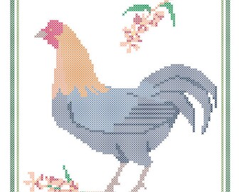 Delaware State Bird, Flower and Motto Cross Stitch Pattern PDF