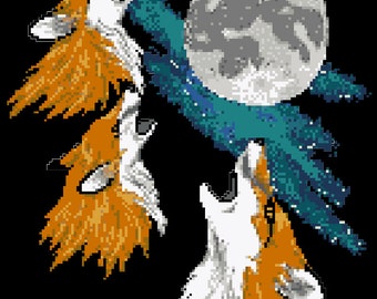 Three Fox Moon Cross Stitch Pattern PDF