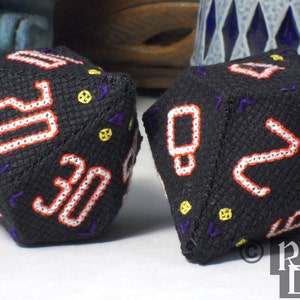 D10 Pentagonal Trapezohedron Set 3D Cross Stitch Sewing Pattern PDF image 2