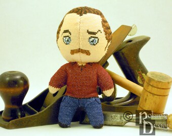 Ron Swanson Doll 3D Cross Stitch Sewing Pattern PDF