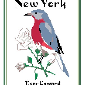 New York State Bird, Flower and Motto Cross Stitch Pattern PDF image 4