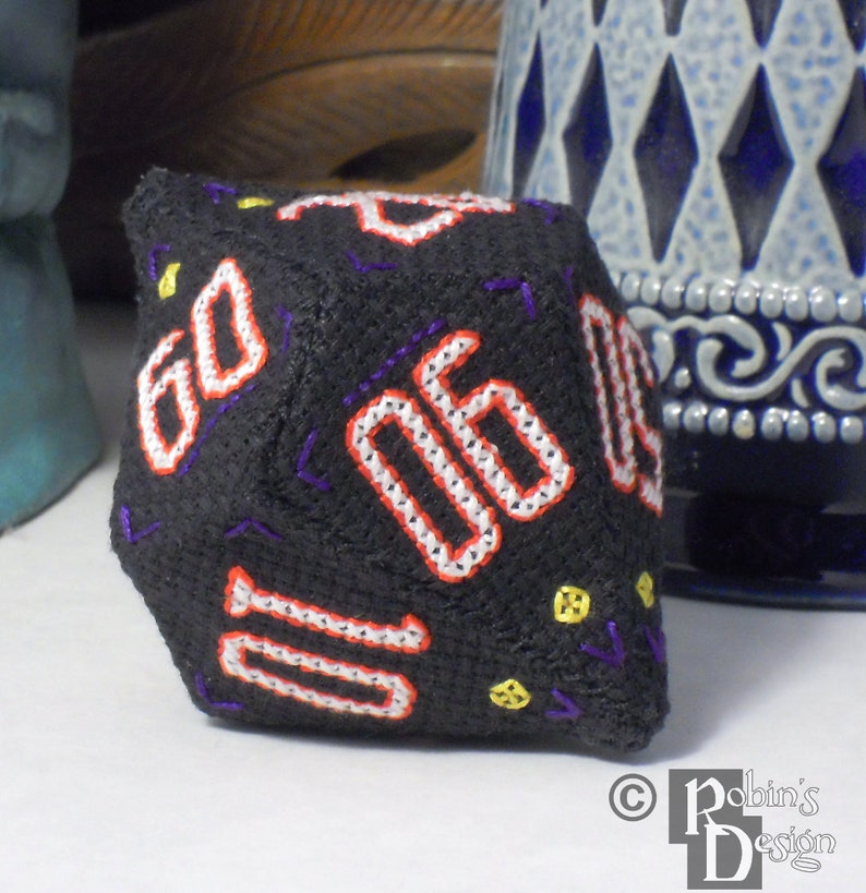 D10 Pentagonal Trapezohedron Set 3D Cross Stitch Sewing Pattern PDF image 4