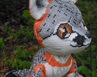 Ginny the Gray Fox Doll 3D Cross Stitch Animal Sewing Pattern PDF