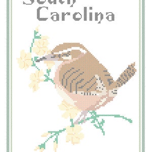 South Carolina State Bird, Blume und Motto Kreuzstichanleitung PDF Bild 5