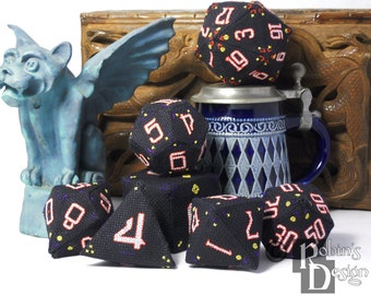 RPG Dice Set of Seven 3D Cross Stitch Sewing Patterns PDF