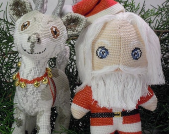 サンタクロースのトナカイ人形 3D クロスステッチ動物縫製パターン PDF