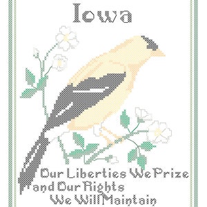 Iowa State Bird, Flower and Motto Cross Stitch Pattern PDF - Etsy