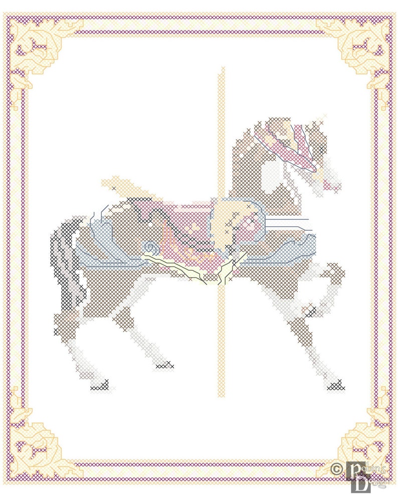 Carousel Horse Cross Stitch Pattern Dentzel, Glen Echo Park, MD PDF image 4