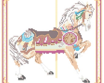 Carousel Horse Cross Stitch Pattern Philadelphia Toboggan Co., King's Dominion, VA  PDF