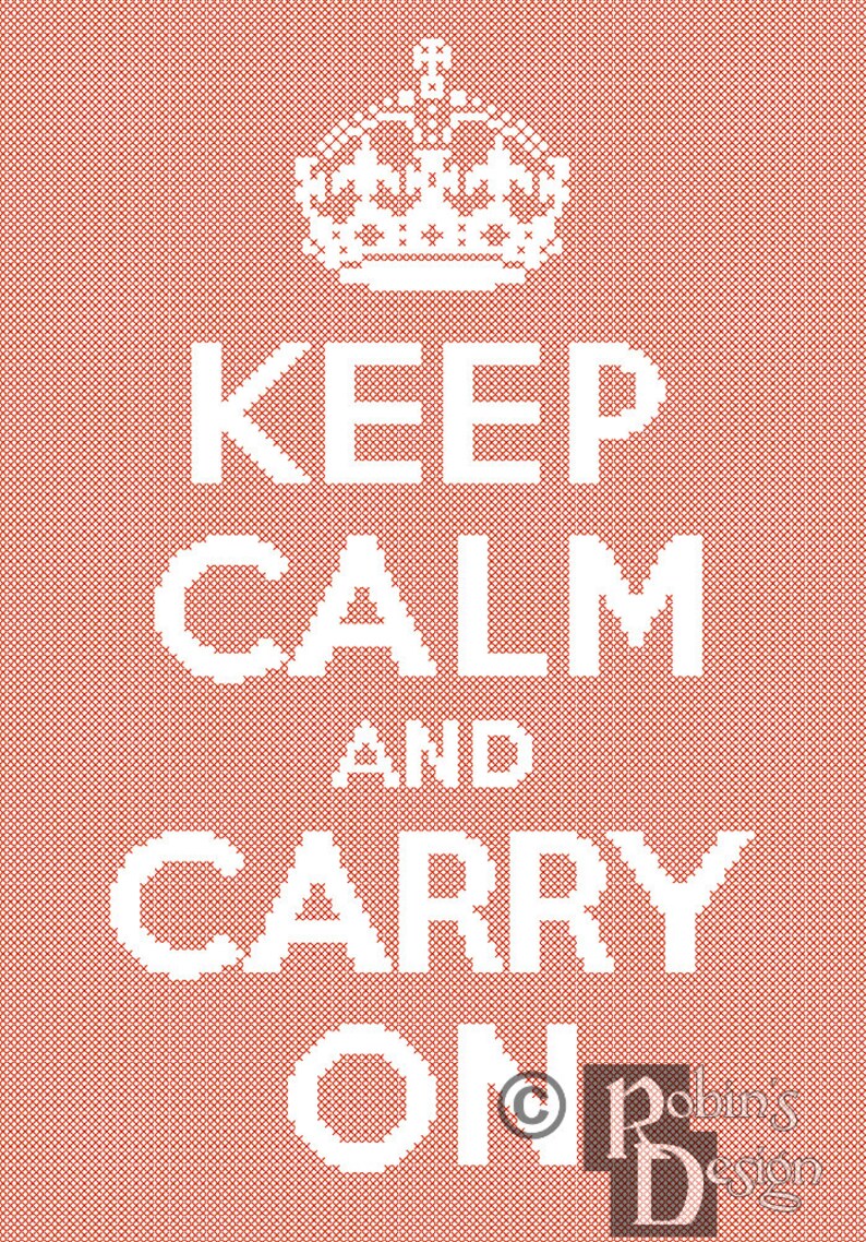 Keep Calm and Carry on Cross Stitch Pattern Easy PDF Etsy